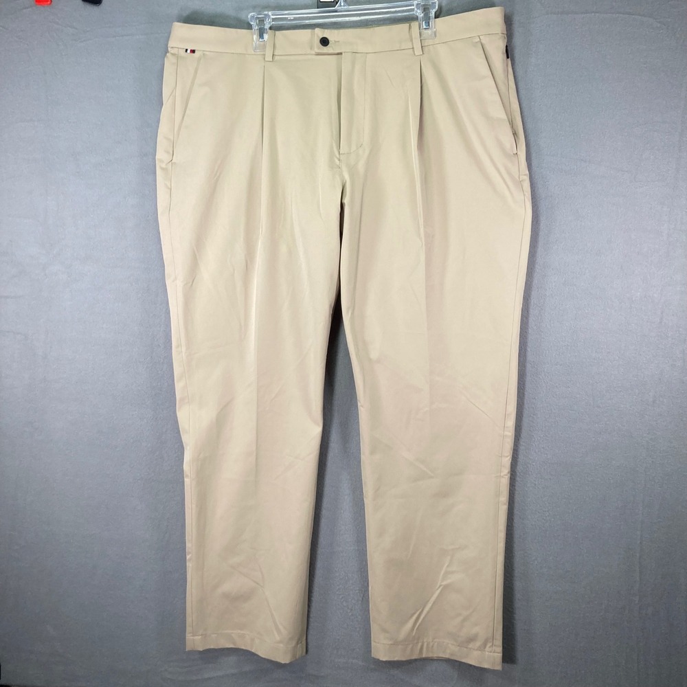 Tommy Hilfiger Denton Chino Pants Mens 40‎ Pleated Stretch Khaki
